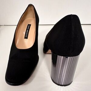 Vintage Sesto Meucci Black Pumps with Mirrored Heels – Rare & Striking